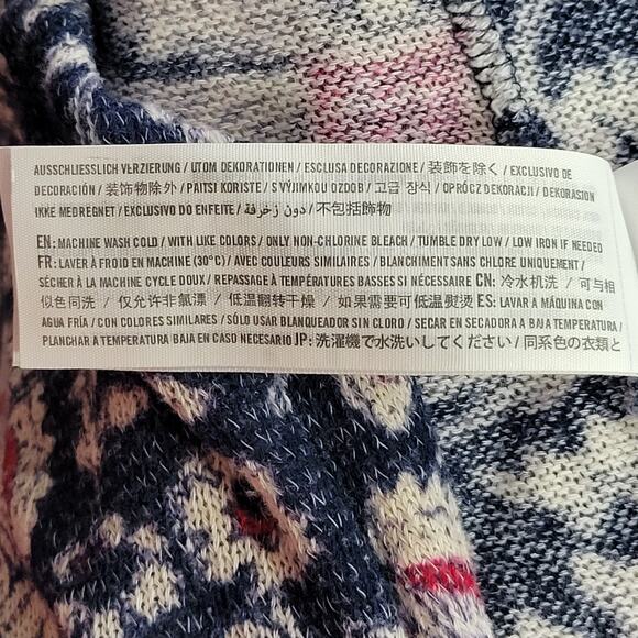 Abercrombie Fitch Cardigan Sweater Women One Size Blue Stretch Preppy Floral Top - Picture 9 of 9